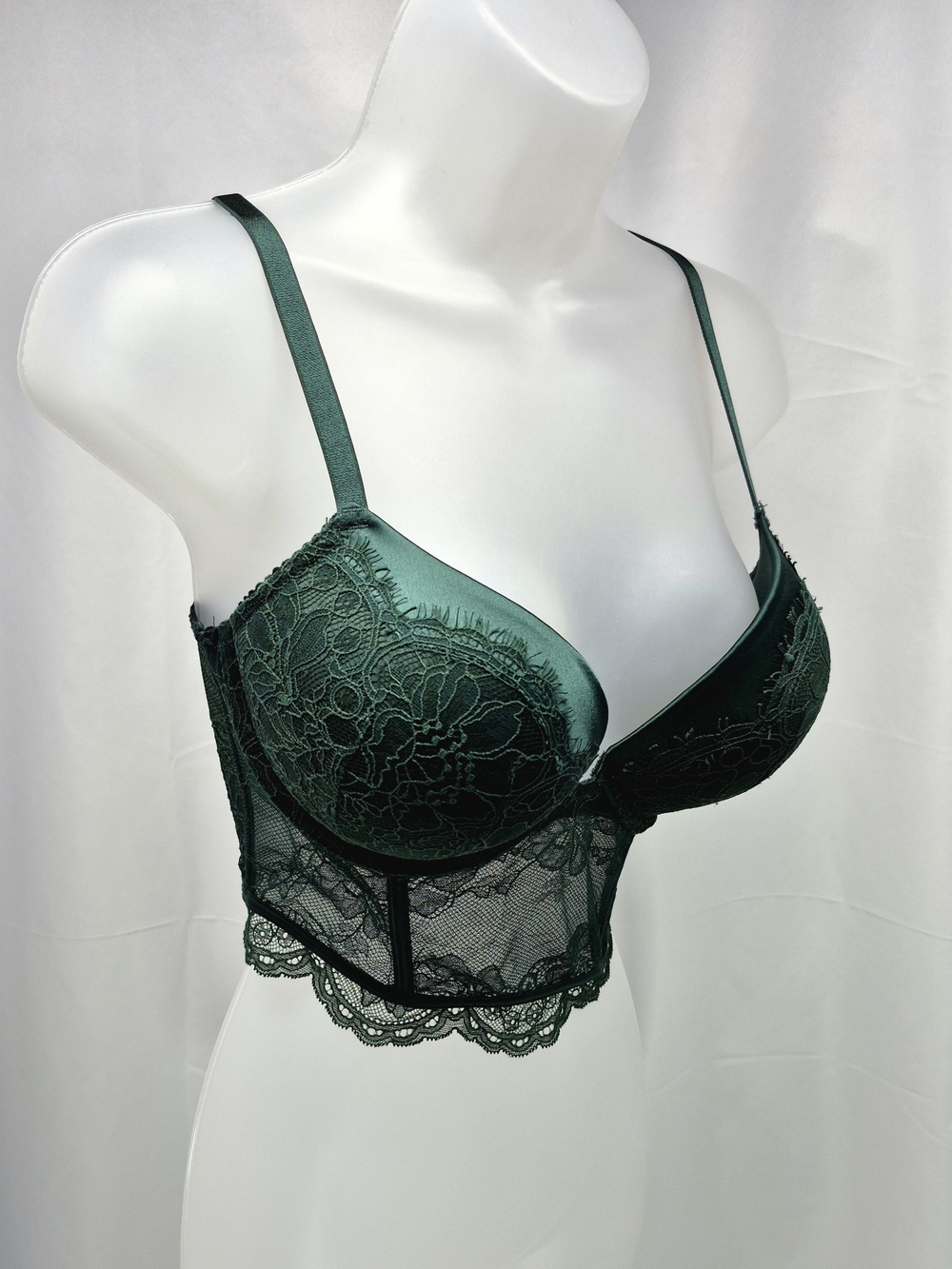 NWOT Victoria's Secret Very Sexy Bombshell Push-Up Corset Top Green 34D Romance